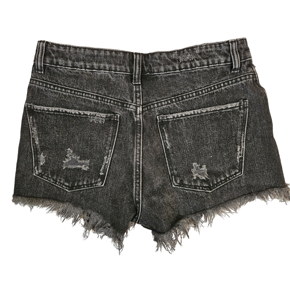 Zara Distressed Jean Cut Off Shorts, Black, US Size 2 - Picture 6 of 11